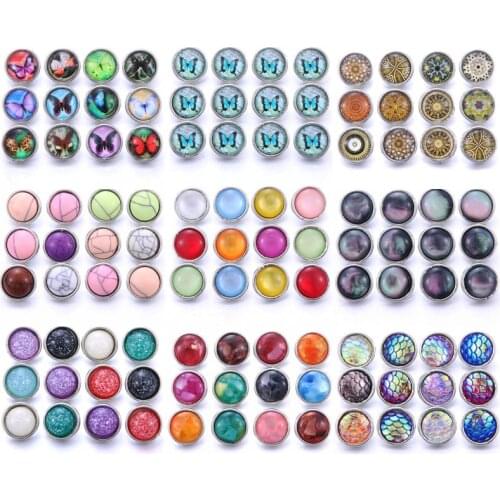 10pcs/lot Mix Style Resin 12mm Snap Button Jewelry Fit Snap Bracelet Earrings Necklace 12mm Snap Buttons For Snap Button Jewelry