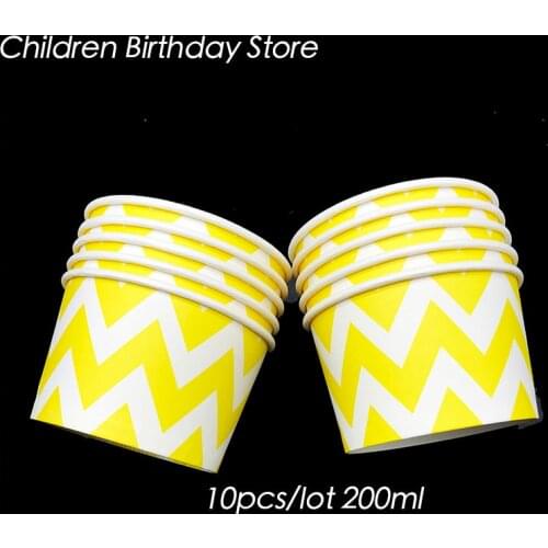 10pcs/lot yellow Chevron disposable cups yellow waves birthday party decorations chevron theme ice cream cups wave cake cups