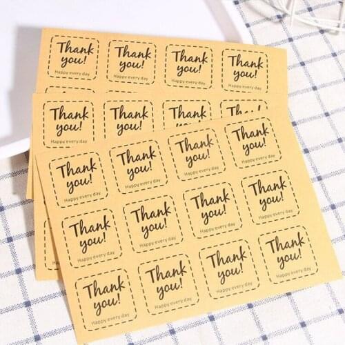 120pcs dotted frame square handmade cowhide kraft color sealing sticker DIY birthday gift sticker