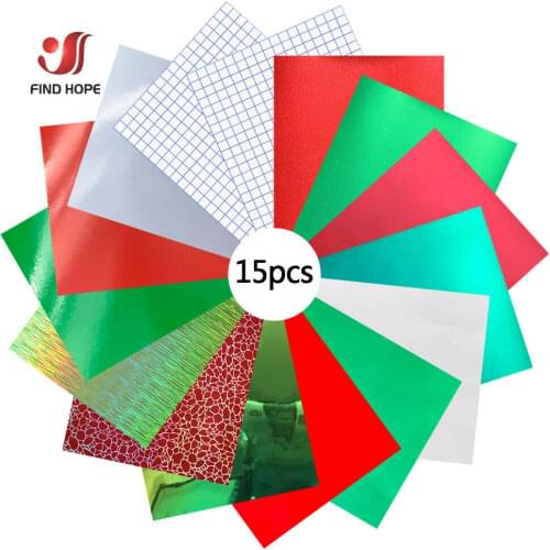 15pcs 12"x10" Bundle Adhesive Craft Vinyl for Xmas Festival Party Decor Signs Scrapbooking Sticker Cutter Car Decal Cricut DIY