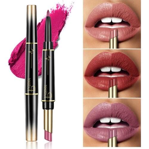2 In 1 Lip Liner Pencil Lipstick Lip Beauty Makeup Double-end Waterproof Nude Lipstick Cosmetics Lipliner Pen Party Lip Stick