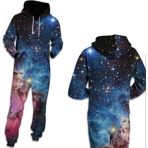 2019 Winter Jumpsuits Women Galaxy Space 3D Jumpsuit Casual Hip Hop Romper Female Tracksuits Sexy Sweatshirt and Pants
