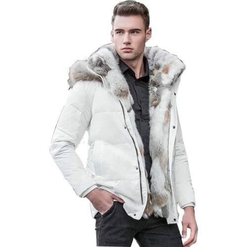 2019 winter High Quality duck down jacket men coat parkas thick Liner male Warm Clothes Rabbit fur collar ,PLUS-SIZE 828