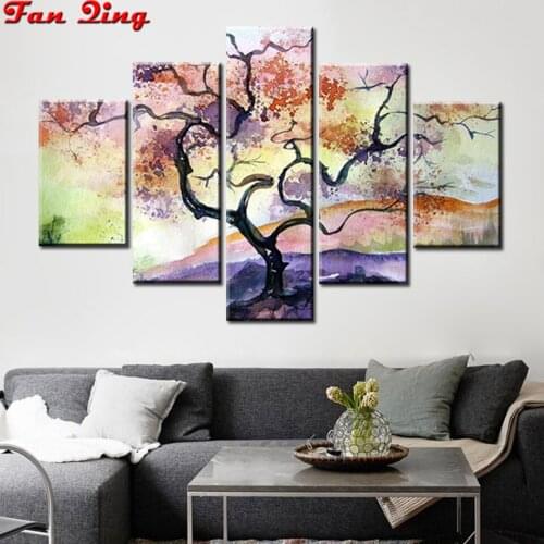 Full Square Drill 5D DIY Diamond Painting Vintage Tree of Life Print Abstract Embroidery Cross Stitch Mosaic Home Decor Gift