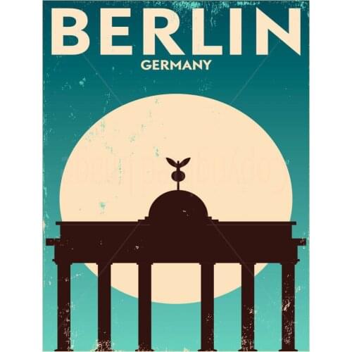 BERLIN GERMANY LARGE METAL TIN SIGN POSTER WALL PLAQUE