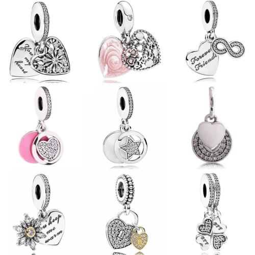 Forever Friends Friendship Star Celebration Hearts of Winter Pendant Charm Fit Pan Bracelet 925 Sterling Silver Bead Jewelry