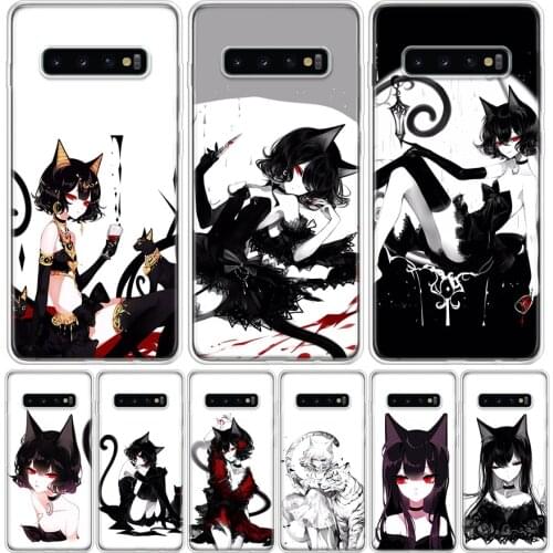 Loli Gothic Cat Phone Case For Samsung Galaxy S10 S21 S20 FE Ultra Note 10 9 8 S9 S8 S7 Plus Lite Pro + J4 J6 Coque Capa