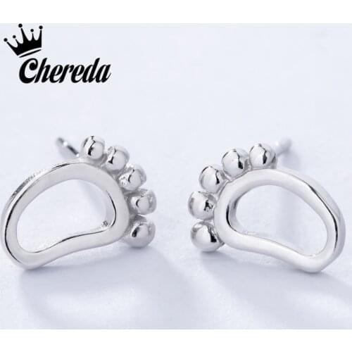 Chereda Cute Baby Foot Shape Stud Earring for Women Jewelry Small Cute Earings Fashion Jewelry Unique Gift