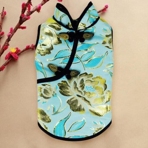 Dog Cheongsam Sleeveless Chinese Style Fabric Puppy Fashion Tang Suit for Daily Wear одежда для собак