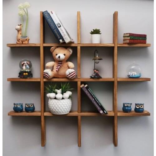 WOOD WALL SHELF DECOR AND BOOKSHELF