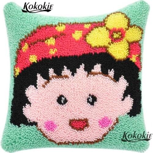 Diy latch hook pillow cross stitch kits embroidery needlework sets cartoon 3d carpet Needlework Crocheting Rug Kits cushion