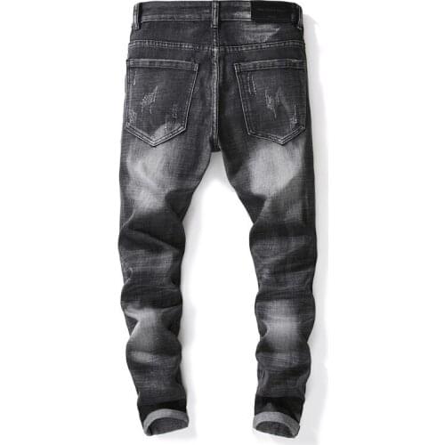 Spring New Vantage Washed Embroidery Straight Jeans Men Jeans Male Straight Denim Pants Man Casual Mid Waist Skiny Trousers