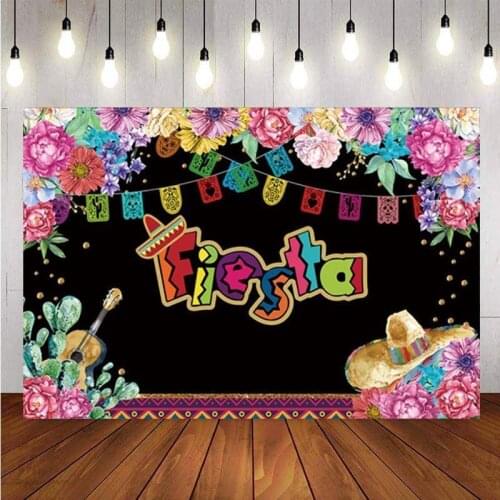 Mexican Fiesta Photo Backdrop Mexican Festival Party Colour Flower Photography Background Decoration Banner Studio Prop