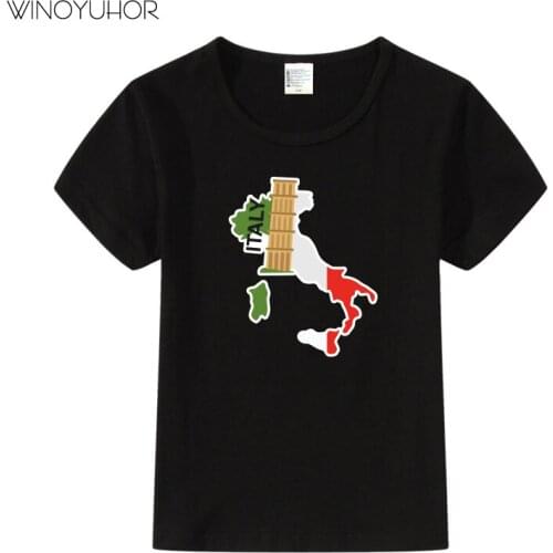2020 New Summer Boys T Shirts Cotton Short Sleeve Tshirt Funny Italy Map Print T-shirts For Kids Girls Tops Tee Clothes
