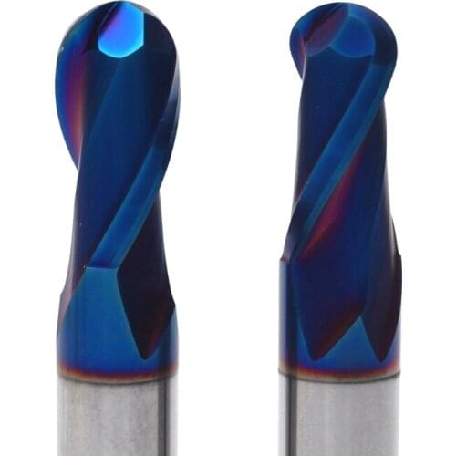 HRC65 4pcs carbide ball nose endmill straight shank carbide knife R0.5 R0.75 R1.5 R2 tungsten router tool for CNC mill