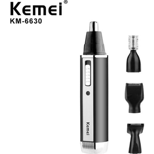 KEMEI KM6630 4-In-1 Electric Nose Hair Trimmer Rechargeable Shaver Clipper Shaving Scraping Shaping Device Safe Face Haircut set