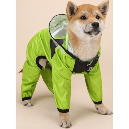 Fashion Dog Raincoat Waterproof Four-legged Hooded Rain Coat Pet Clothes Raining Coat