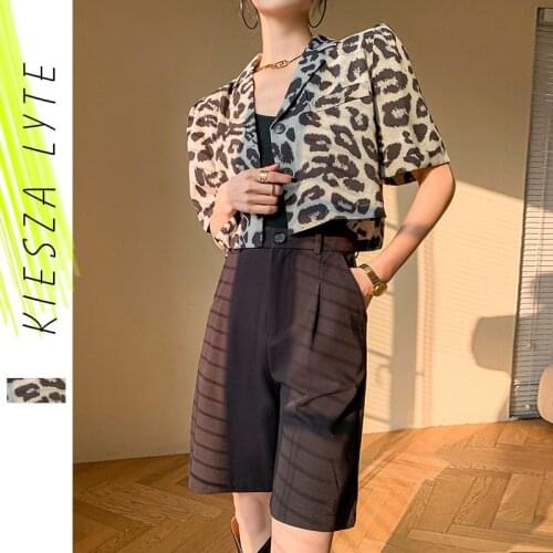 Fashion Short Sleeved Suit Jacket For Women 2021 Summer Leopard Print Loose Short Jacket Casual Suits Outfits