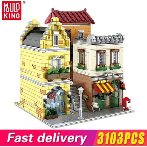 MOC Creator Expert The LED Music Coffee House And Pub Bricks City Street Series Model Kit Building Blocks Kids Toys DIY Gifts