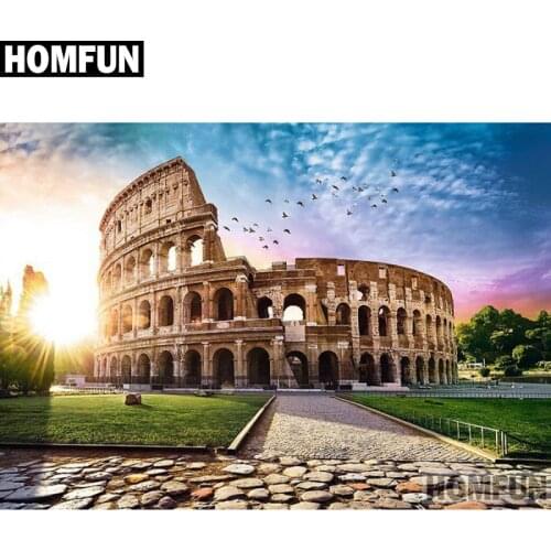 HOMFUN Full Square/Round Drill 5D DIY Diamond Painting "Rome Colosseum" Embroidery Cross Stitch 5D Home Decor Gift A03894