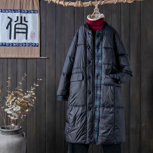 2021 New White Duck Down Lightweight Women Jackets Winter Stand Collar Long Casual Female Coats Solid color