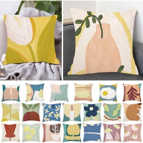 New Morandi Color Abstract Painting Floral Pillowcase Nordic Abstract Art Sofa Cushion Cover Home Decor Livingroom Throw Pillows