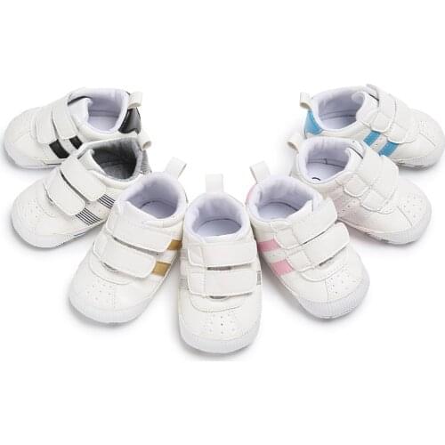 0-18M Newborn Baby Boy Girl Shoes Soft Sole White Shoes Trainers Baby Crib Shoes
