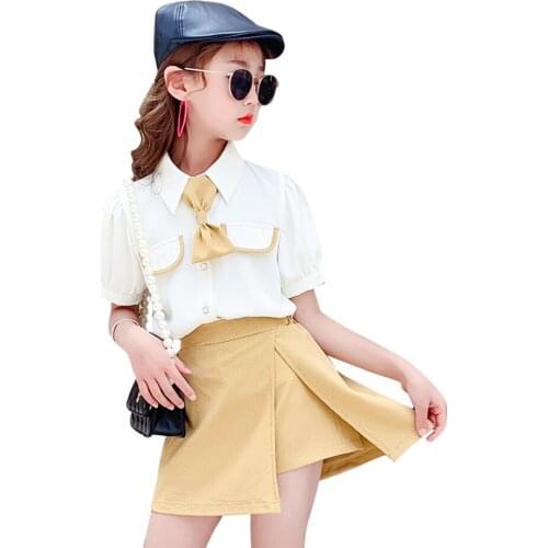 Teen Girls Clothing Tshirt + Skirt Childrens Clothes For Girls Summer Kids Girls Clothes Casual Style Tracksuit Kids