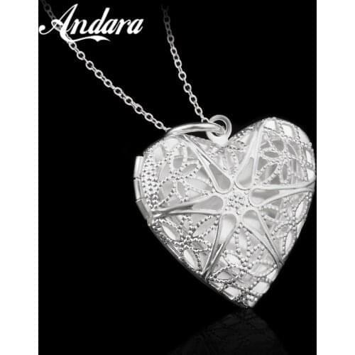 Fashion Jewelry 925 Sterling Silver Necklace Heart Frame Pendant Necklace Men And Women Jewelry Gifts Can Put Photos