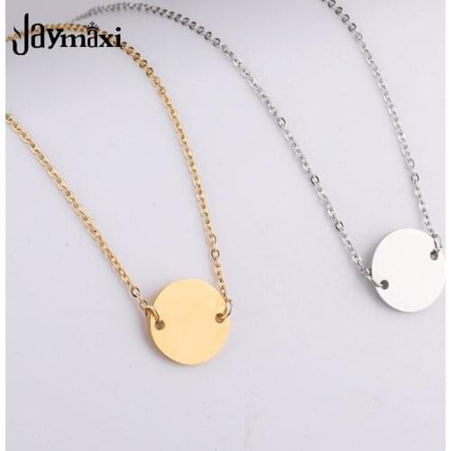 Jaymaxi Stainless Steel Clavicle Necklace Mirror Polish 15mm Round Pendant Chain Necklaces Jewelry for Women Men 3Pieces/lot
