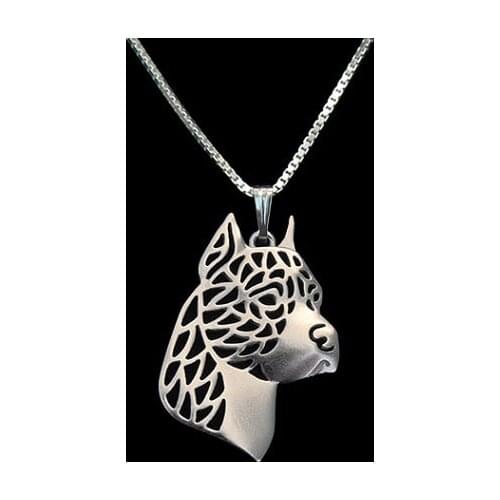 American Staffordshire Terrier Ears perked up necklace of jewelry - plate gold and silver dog pendant