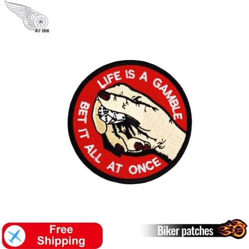 Fingers Dice Punk Embroidered Iron on Patches for Clothes Cool T-shirts Applique Wholesale Badges Free Shipping Customized Patch