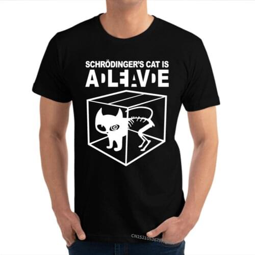 Schrodingers cat cat Mens T-Shirt Normal T Shirt All Cotton Crewneck Short Sleeve Casual Tops Shirts NEW YEAR DAY