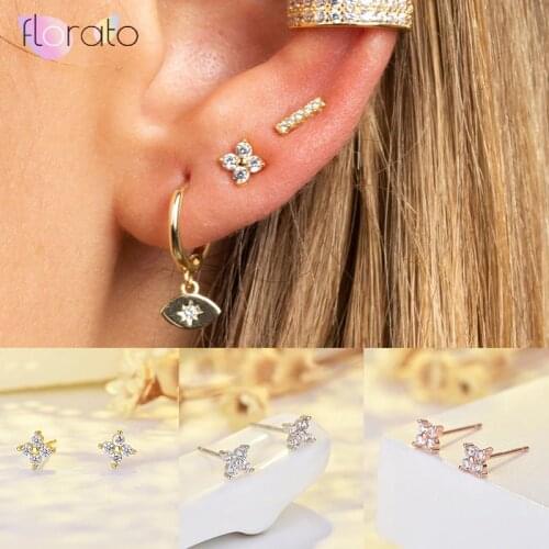 925 silver Tiny cz earrings, Dainty stud earrings, Flower cz stud earrings, Diamond cz studs, Minimalist Dainty studs gold A30