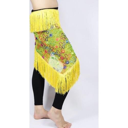 Colored Women Belly Dance Wear Costume Accessories Sequins Tassel Wrap Belt Mesh Net Women Bellydance Hip Scarf