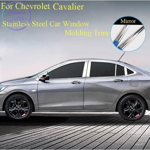 Stainless Steel Bar Car Window Molding Trim for Chevrolet Cavalier 2016-2020 Car Door Window Mid Pillar Bright Strip Decoration