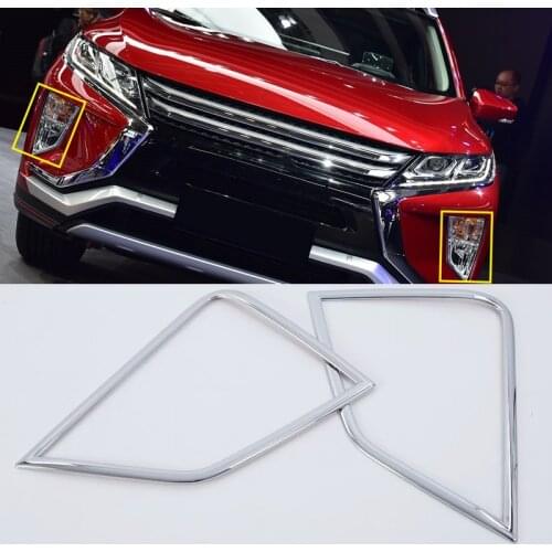 Car Styling 2PCS ABS Chromed Exterior Front Fog Light Lamp Cover Trim For Mitsubishi Eclipse Cross 2018 2019