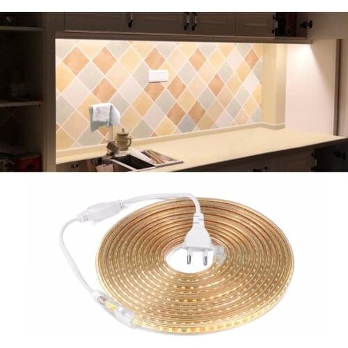 5M 10M 15M 20M 25M 220V LED Light Strip Waterproof Tape Kitchen Cabinet LED Ribbon Backlight Ceiling Cupboard Light With EU Plug
