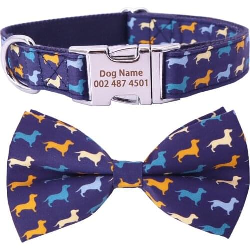 Dachshund Dog Collar Bow Tie with Metal Buckle Big and Small Dog&Cat Collar Pet Accessories