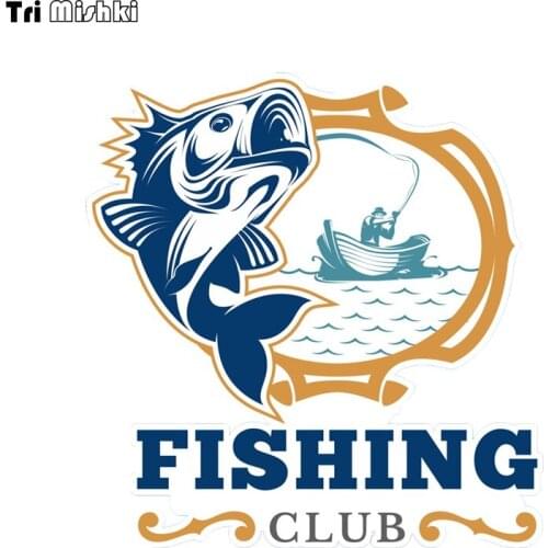 Tri Mishki WCS871 14x14.5cm fishing CLUB car sticker PVC coloful Decals Motorcycle Accessories sticker