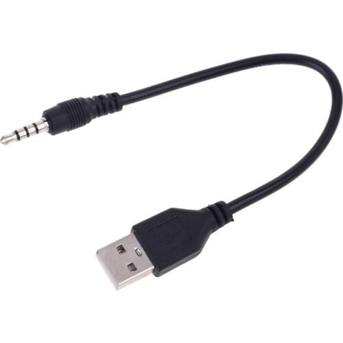 USB Male to 3.5mm Stereo Headphone Jack Plug Cable For MP3 MP4 Black Hot