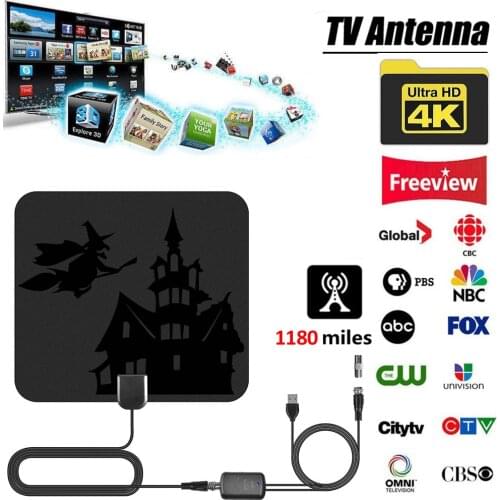 1180Miles TV Aerial Indoor Amplified Digital HDTV Antenna 4K HD DVB-T Freeview TV for Local Channels Broadcast Home Television