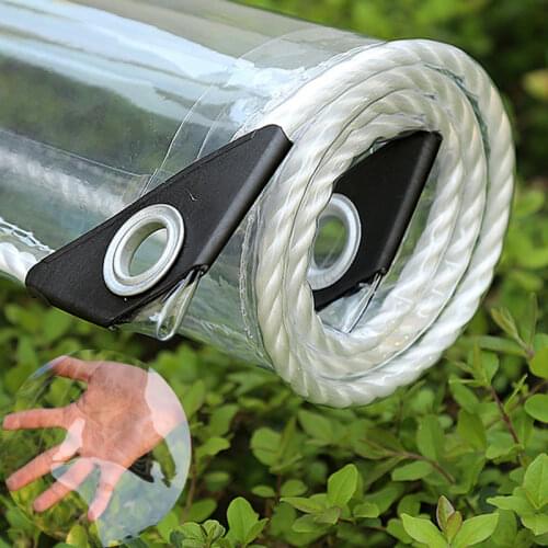 Waterproof Transparent PVC Tarpaulin With Eyelets Weatherproof Foldable Rain Cover Garden Furniture Plants Greenhouse Pet 0.35mm