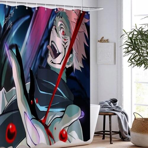 Jujutsu Kaisen Shower Curtains Japan Anime Bathroom Curtain 3D Print Washable Polyester Fabric Cartoon Custom Home Bath Curtain