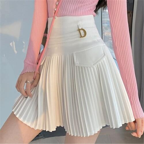 Women High Waist Mini Pleated Skirts 2021 Design New Solid Casual A-line Skirt Casual Summer Short Skirt
