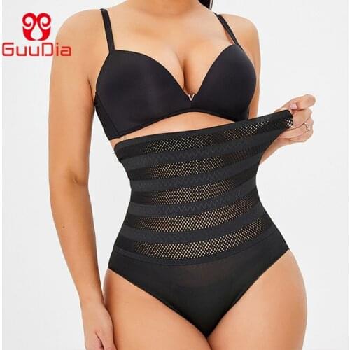 GUUDIA Women Butt Lifter Shapewear Hi-Waist Tummy Control Panty Waist Trainer Body Shaper Lace Stripe High Waist Compression