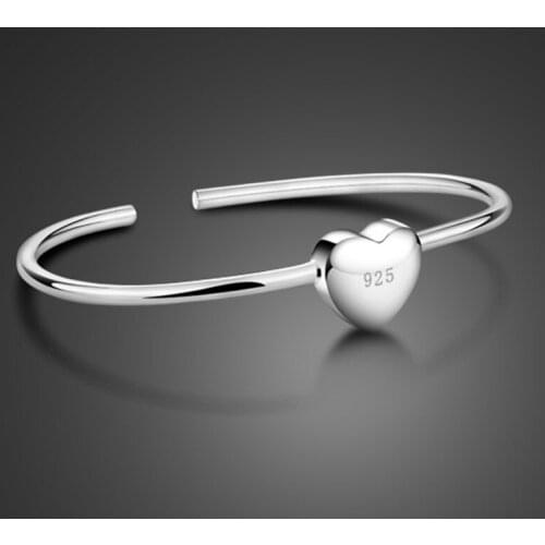 Real Sterling Silver Bracelet Women Fashion Bangle Bracelet Solid 925 Sterling Silver Bangle Love Charm girl Hot Bangle