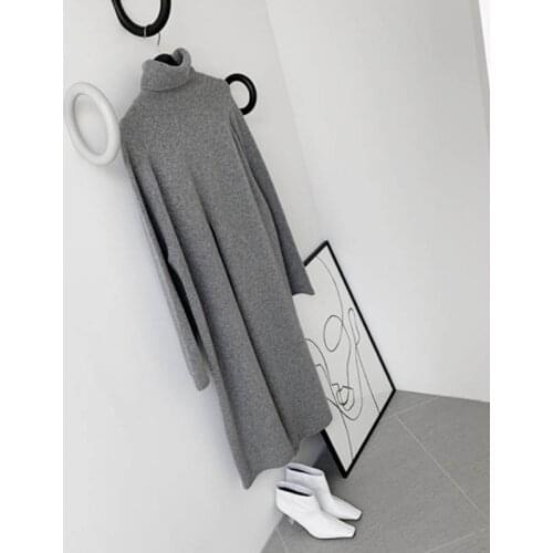 Women Sweaters Turtleneck Slit Long Sleeve Loose Casual Streetwear Female Autumn Winter Outwear Elegant Knitted Pullovers Tops