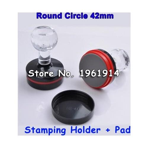 20Pcs Round Circle Diameter 42mm Holder+Rubber Pad Photosensitive Portrait Flash Stamp Machine Selfinking Stamping Making Seal