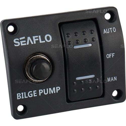 3-Way Bilge Pump Rocker Control Switch Panel Auto/Off/Manual Built-In 15A Circuit Breaker